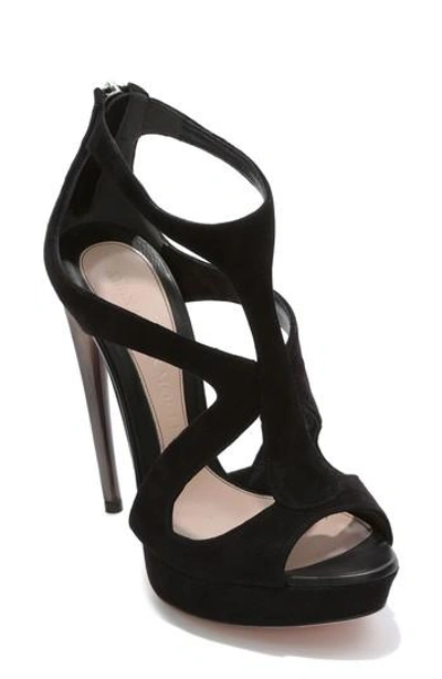 Alexander Mcqueen 120mm Suede Cage Sandals In Black