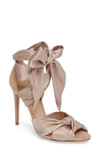 Alexandre Birman Katherine Lace-up Silk-satin And Suede Sandals In Nude & Neutrals