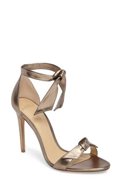 Alexandre Birman Clarita Metallic Leather Ankle-tie Sandal In Gold