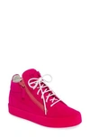 Giuseppe Zanotti Women's Velvet Mid Top Platform Sneakers In Pink
