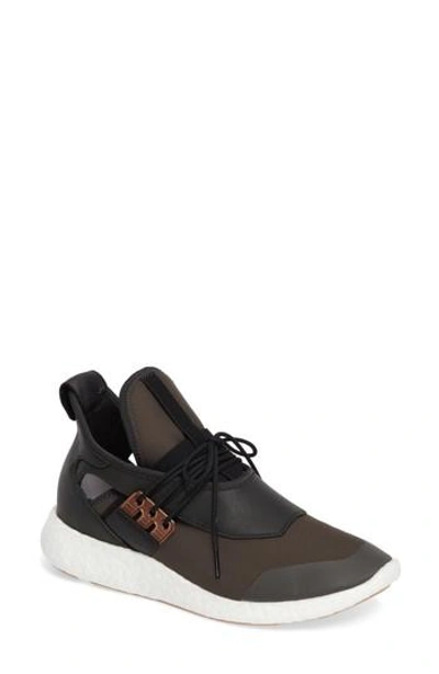 Y-3 Elle Run Leather And Fabric Sneakers In Black