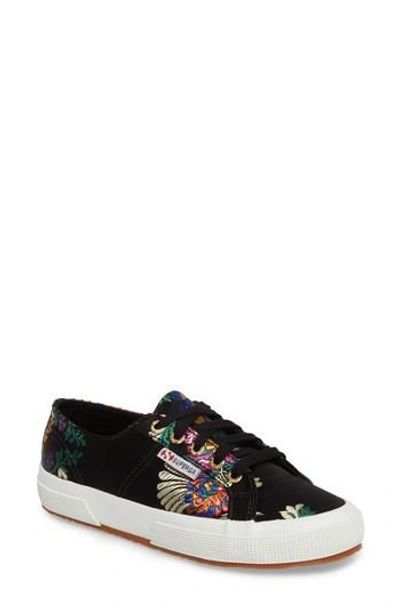 Superga Korelaw Embroidered Satin Lace Up Sneakers In Black