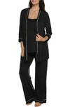 Cosabella Women's 3-piece Bella Maternity Robe, Camisole, & Pants In Black/ Ivory