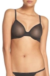 Calvin Klein Sheer Marquisette Underwire Unlined Demi Bra Qf1680 In Black