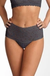 Hanky Panky Plus Size Signature Lace Retro Thong In Granite
