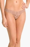 Hanky Panky Floral Cross-dyed Original-rise Lace Thong, One Size In Taupe/ Vanilla