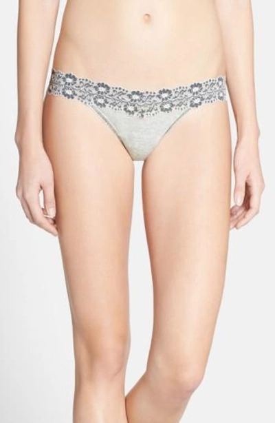 Hanky Panky 'heather' Jersey Original Rise Thong In Coal/ Ivory