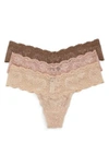 Cosabella Never Say Never Cutie Low-rise Thongs, Set Of 3 In Caramello/ Mandorla/ Pinolo
