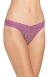 Hanky Panky Original-rise Cross-dye Lace Thong In Grey/ Amethyst