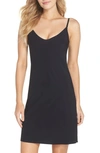 Commando Two-faced Tech Control Full Slip Dress In Black In Black