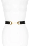 Gucci Horsebit Calfskin Leather Belt In Black