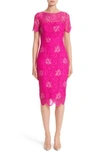 LELA ROSE FLORAL LACE SHEATH DRESS,PF179936