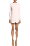 VALENTINO SCALLOP HEM WOOL & SILK SHIFT DRESS,NB2VADD71CF