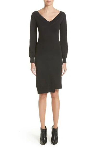 Burberry Marro Asymmetric Knit Dress In Black