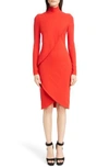 GIVENCHY JERSEY TURTLENECK TULIP HEM DRESS,17I2733431