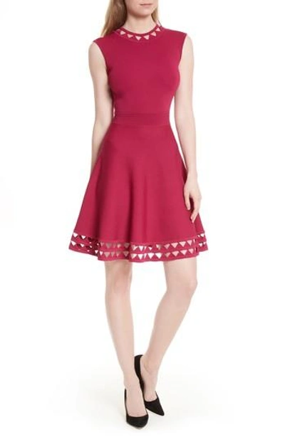 Ted Baker Kathryn Cutout Knit Fit-and-flare Dress In Deep Pink | ModeSens