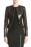 MICHAEL KORS LAMBSKIN LEATHER PEPLUM JACKET,811AKJ801