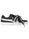 Puma Basket Heart Leather Sneakers In Black Silver