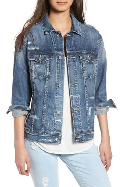 Ag Robyn Dark Wash Denim Jacket In 10 Years Mnetic Blue