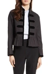 KATE SPADE VELVET TRIM MILITARY JACKET,NJMU7996