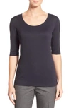 Hugo Boss Scoop Neck Stretch Jersey Top In Black