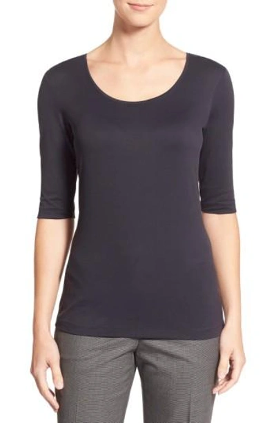 Hugo Boss Scoop Neck Stretch Jersey Top In Black