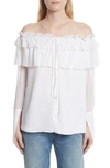 OPENING CEREMONY OFF THE SHOULDER SILK CHIFFON TOP,F17ACX12182
