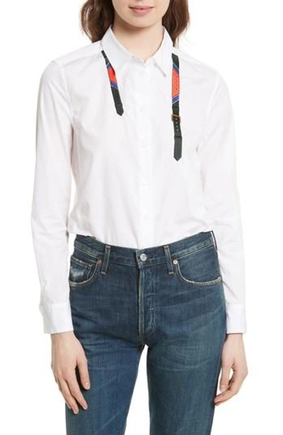 Equipment Essential Embroidered Cotton Shirt In Bright White