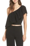 FAITHFULL THE BRAND SAN ANDRES ONE-SHOULDER TOP,FF977-BLK