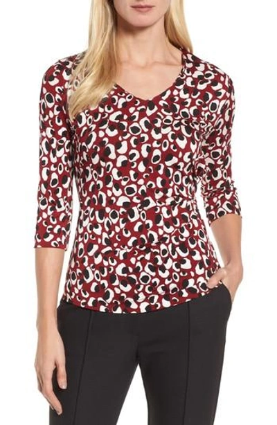 Hugo Boss Epana Printed Blouse In Pomegranate Multi