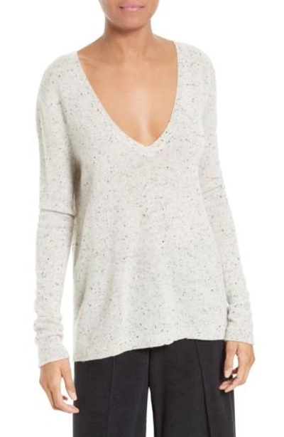 Atm Anthony Thomas Melillo Cashmere Donegal V Neck Sweater In Marble Donegal