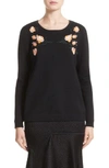 JASON WU FLORAL EMBROIDERED MERINO WOOL BLEND SWEATER,P1703013A
