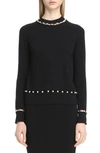 GIVENCHY IMITATION PEARL INSET WOOL BLEND SWEATER,17X7825502