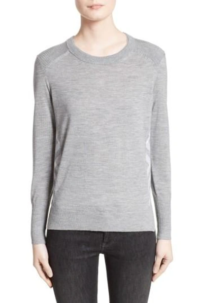 Burberry Long-sleeve Check-side Sweater Top In Grey