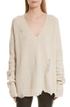 HELMUT LANG DISTRESSED WOOL & CASHMERE SWEATER,H06HW702