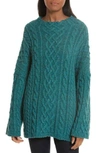 MILLY OVERSIZE FISHERMAN CABLE-KNIT SWEATER,200AK062201