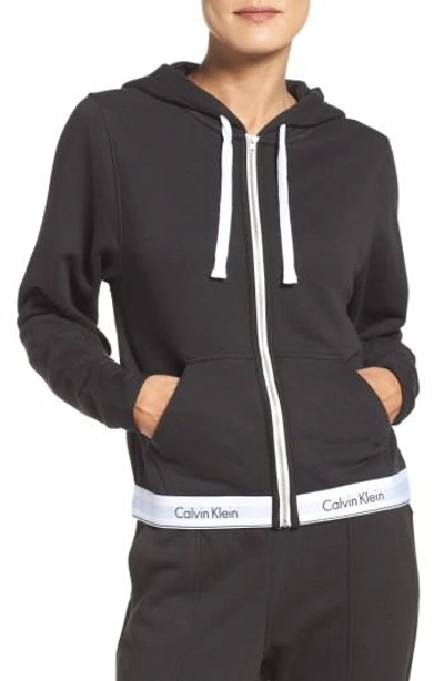 Calvin Klein Modern Cotton Full Zip Hoodie In Black