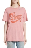 OPENING CEREMONY LOVE STINGS SLASHED LOGO TEE,F17TBR12156