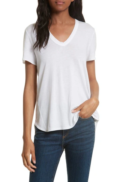 Veronica Beard Cindy V-neck Short-sleeve Pima Cotton Tee In White