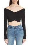 OPENING CEREMONY JERSEY OFF THE SHOULDER CROP TOP,F17TBH12136