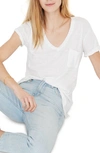 Madewell Whisper Cotton V Neck Pocket Tee Optic White S In Optic White