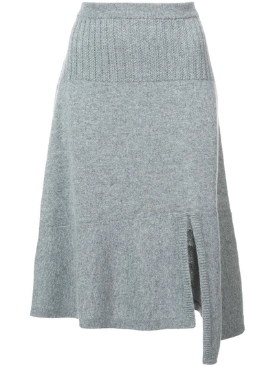Barrie Asymmetric Knit Skirt - Grey