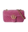 Gucci Gg Marmont Small Quilted Velvet Cross-body Bag In Pink