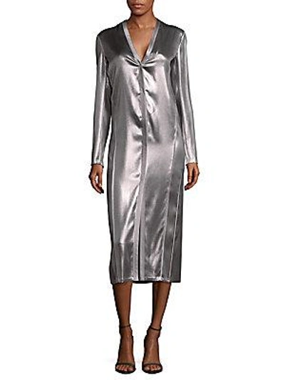 Narciso Rodriguez Lk28 Silk Midi Dress In Mercury
