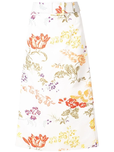 Rosie Assoulin 配腰带花朵印花棉质混纺罗缎半身裙