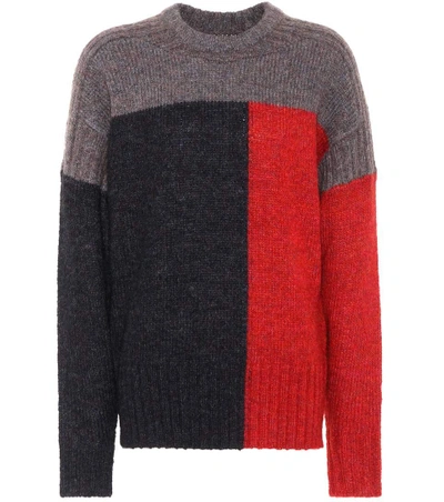 Isabel Marant Étoile Woman Color-block Knitted Sweater Gray In Multicoloured