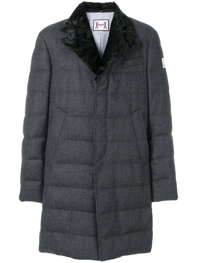 Moncler Fox Fur Collar Padded Trench Coat In 955