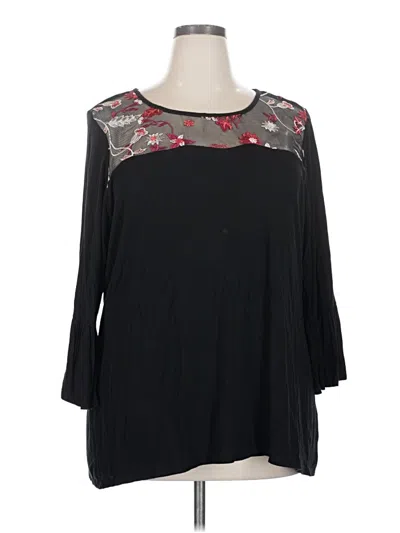 Pre-owned 89th & Madison 3/4 Sleeve Blouse In Black
