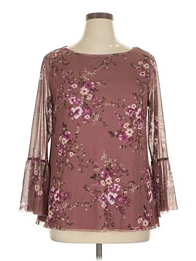 Pre-owned 89th & Madison 3/4 Sleeve Blouse In Burgundy