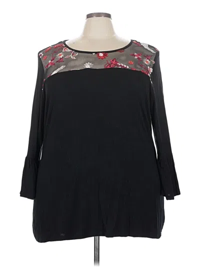 Pre-owned 89th & Madison 3/4 Sleeve Top Black Boatneck Tops